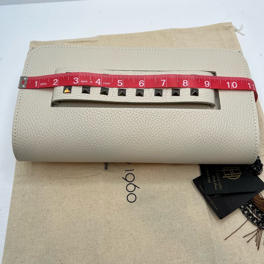 HOUSE OF HARLOW CLUTCH, MADE IN ITALY, BEIGE LEATHER, VERSATILE, UNIQUE DESIGN - Picture 11 of 15